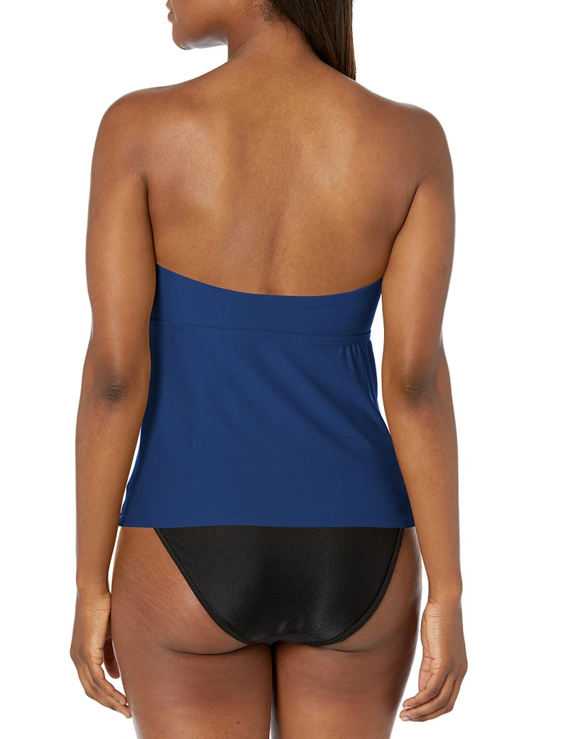 Catalina Women's Twist Front Bandeau Tankini Swimsuit, Navy, Medium - Image 2